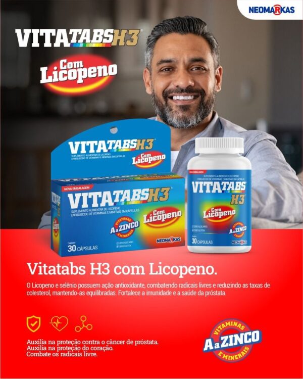 VITATABS H3 COM LICOPENO 30 Cápsulas - Imagem 2