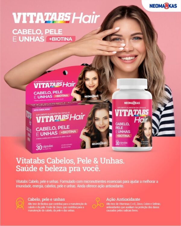 VITATABS HAIR - COM BIOTINA 30 Cápsulas - Imagem 2